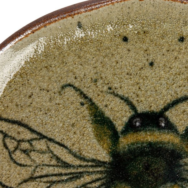 Small Stoneware Plate Set with Insect & Bird Designs (Set of 4)